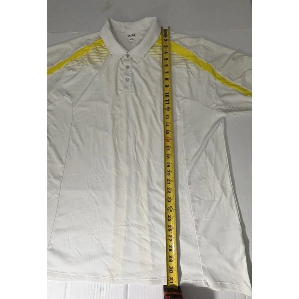Adidas Golf ClimaCool Polo Men’s 2XL White Yellow Performance Short Sleeve